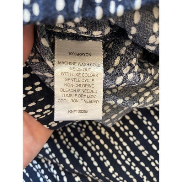 Per Se Pants Pull On Elastic Waist Navy Blue & White Casual Rayon Lounge Joggers - Picture 5 of 10